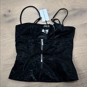 WeWoreWhat Black Vinyl Peplum Top Small